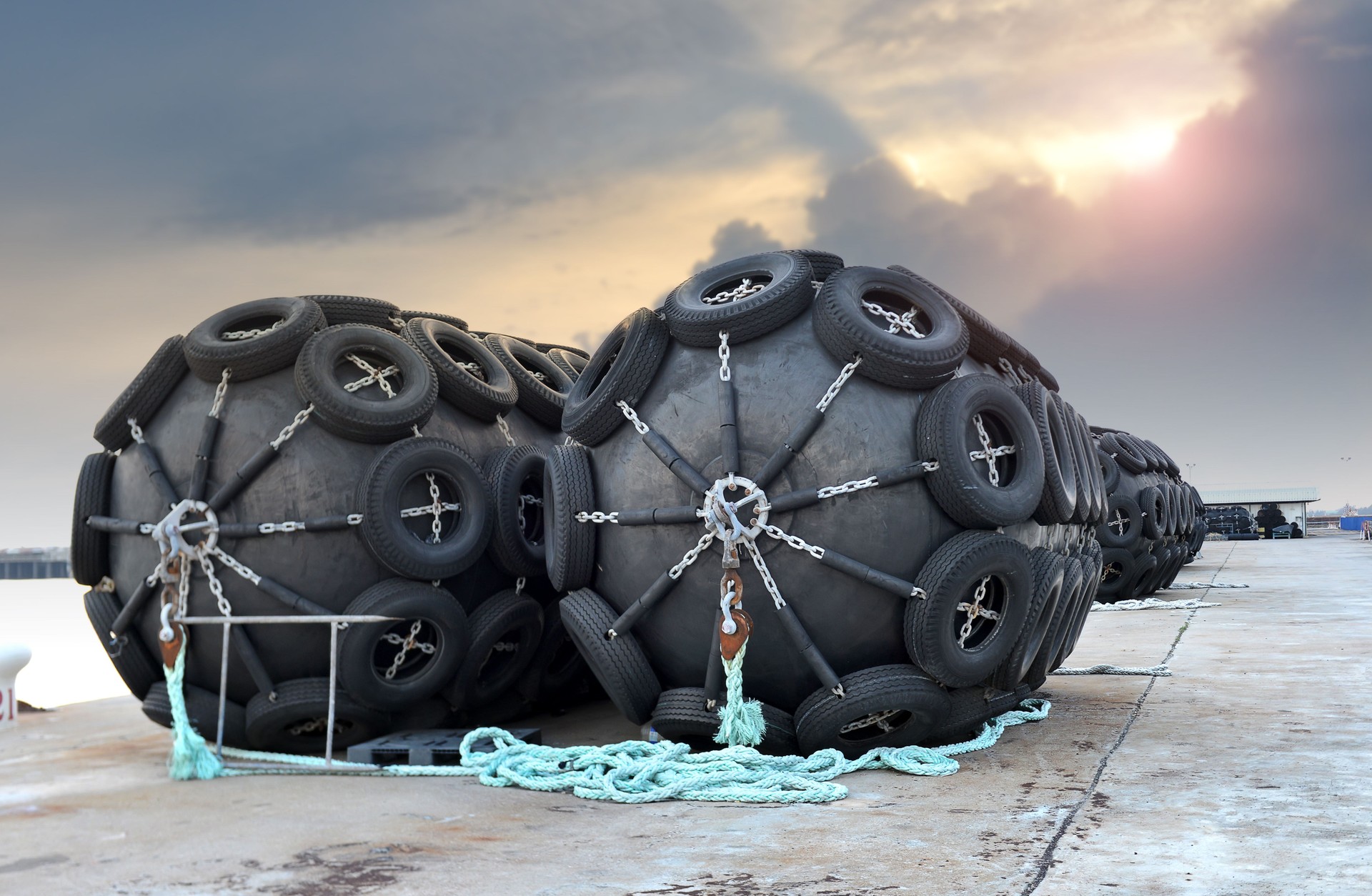 The big ship protection rubber float buoy.